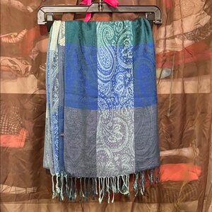 Chic Paisley Teal and Blue Scarf